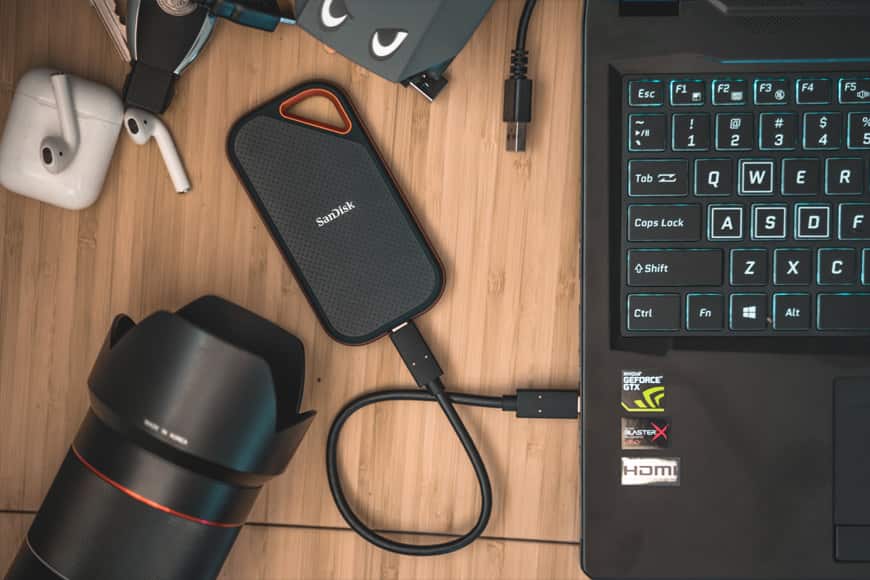 A SanDisk portable SSD hard drive is a great gift idea for a photographer.
