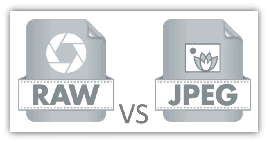 Graphic depicting RAW vs JPEG camera settings