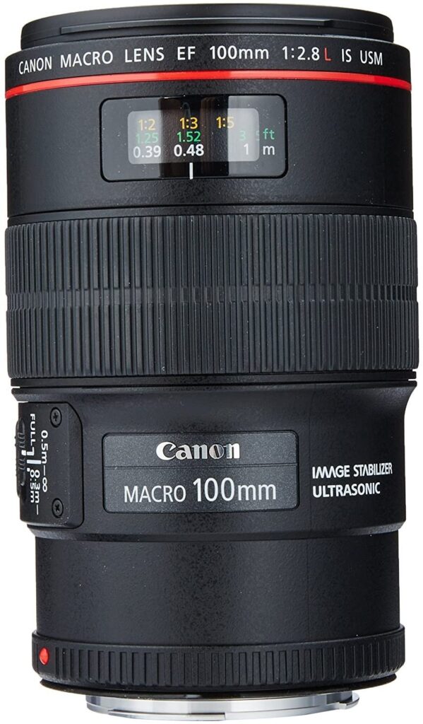 Image of a Canon 100mm macro lens.